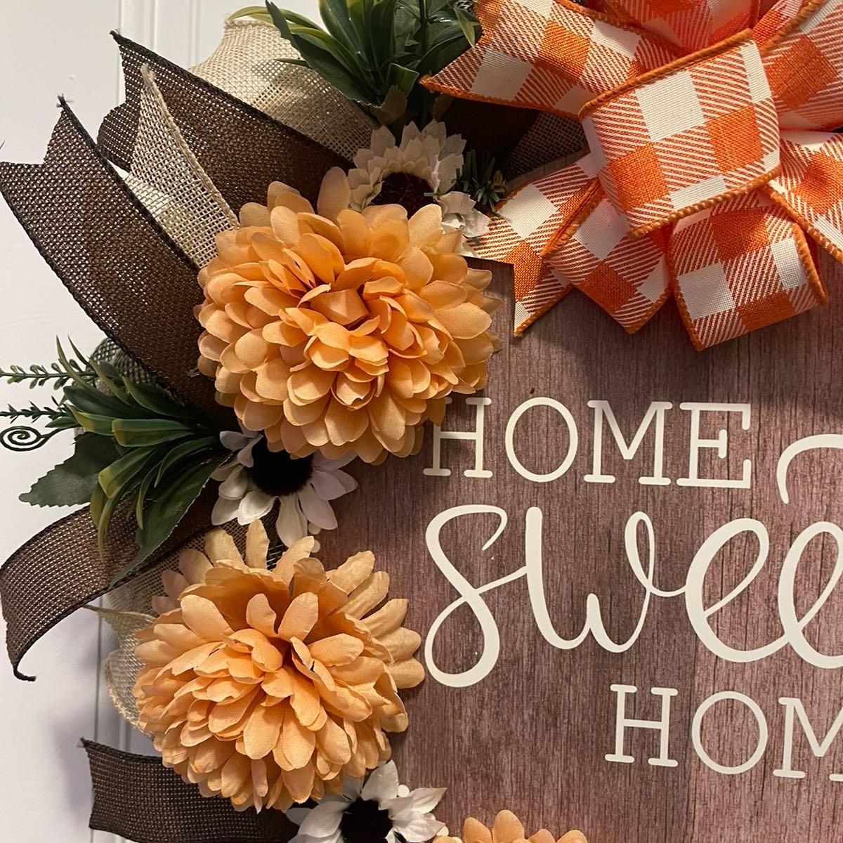 Home Sweet Home Coral Wreath for front Door