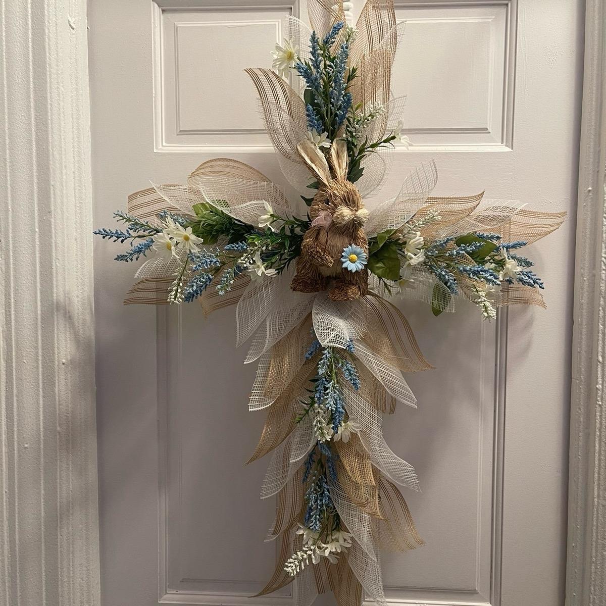 Spring/Summer Bunny Cross Wreath