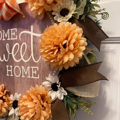 Home Sweet Home Coral Wreath for front Door