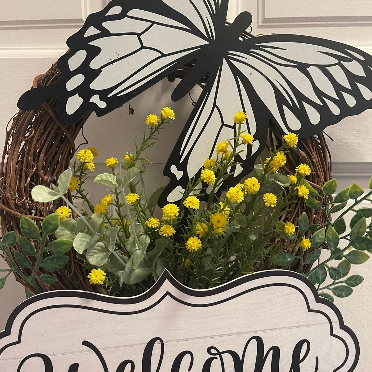 Grapevine Butterfly Welcome Wreath