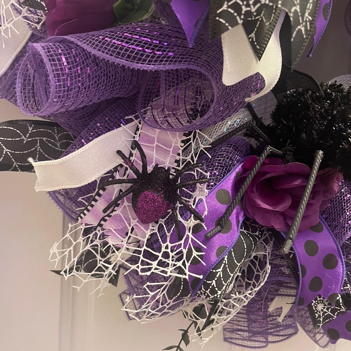 Purple Spider Halloween Wreath