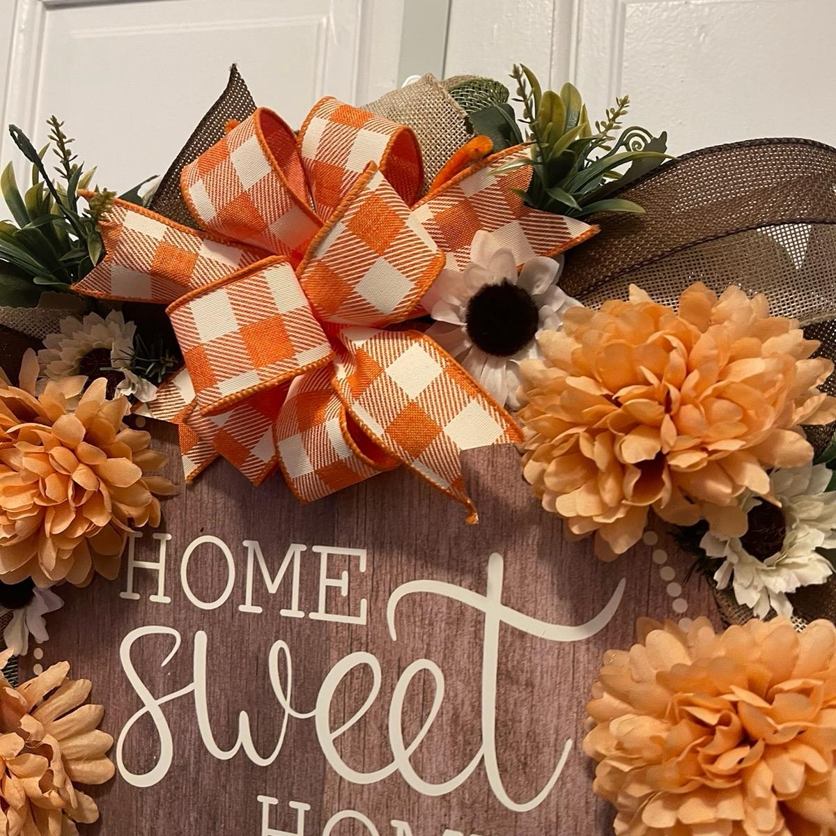 Home Sweet Home Coral Wreath for front Door