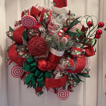 Santa Boot Christmas Wreath