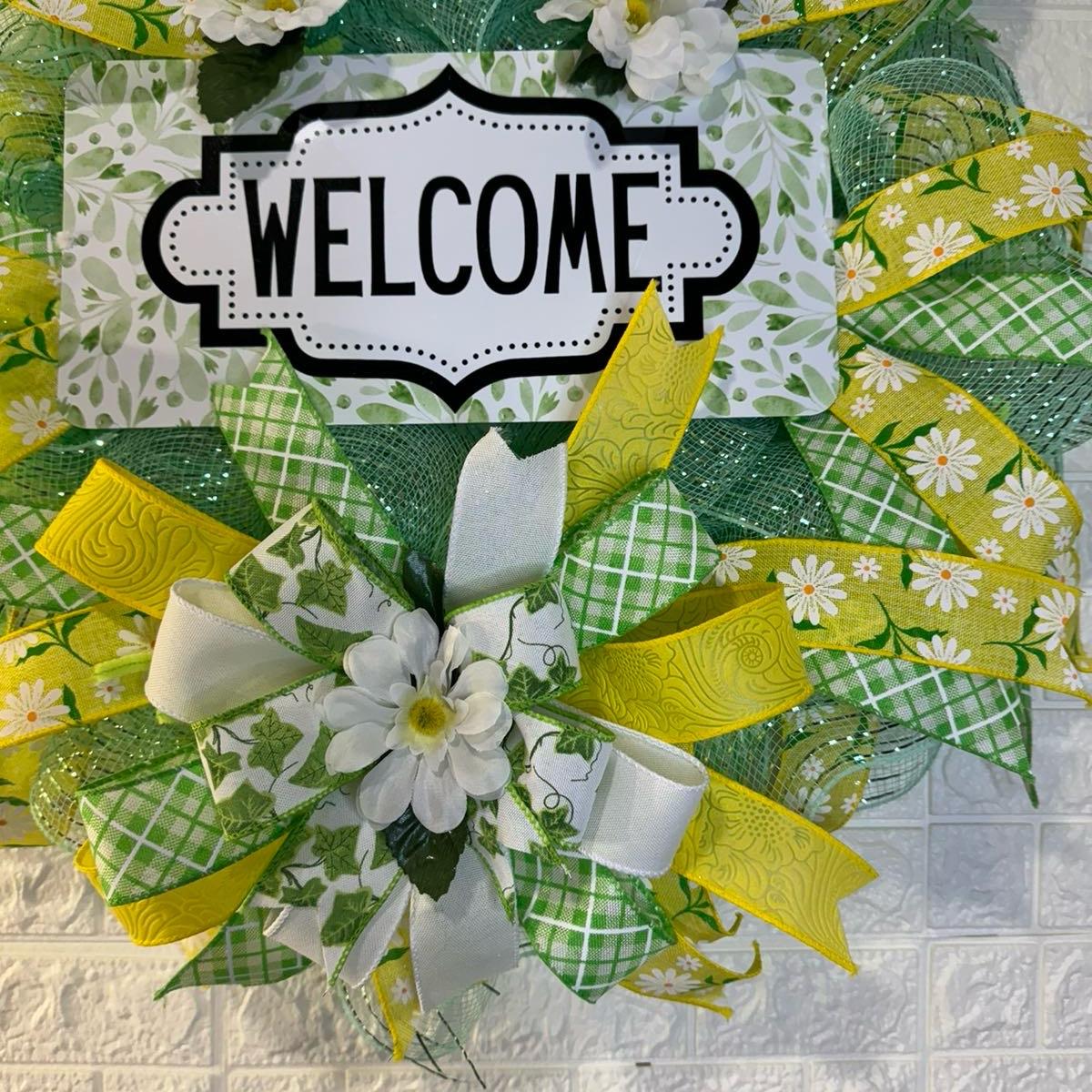 Welcome Spring into Summber Lime and Green Wreath