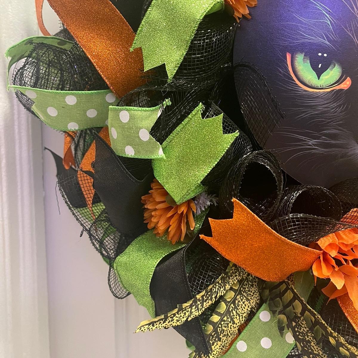 Halloween Black Cat Wreath