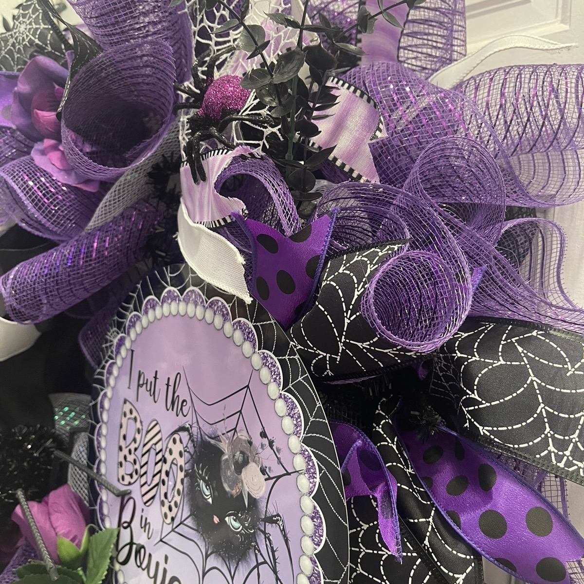 Purple Spider Halloween Wreath