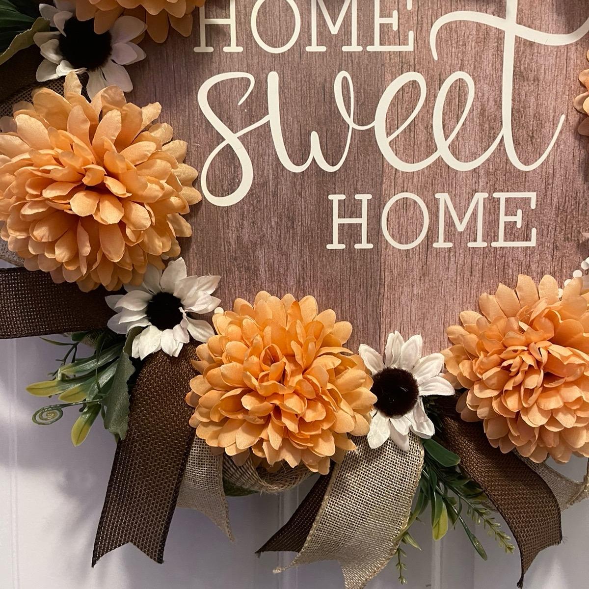 Home Sweet Home Coral Wreath for front Door