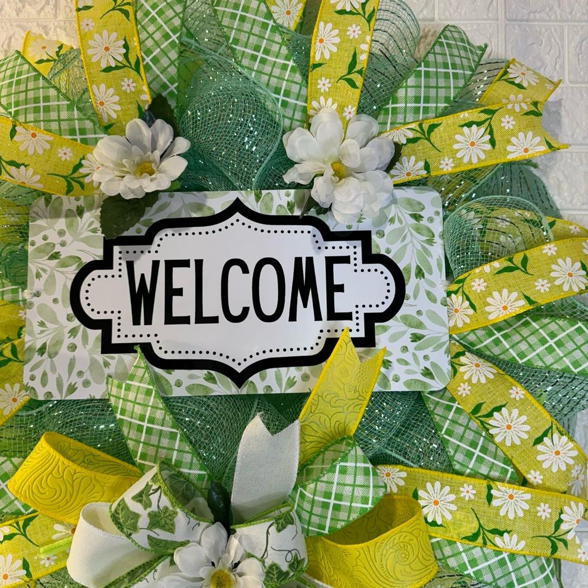 Welcome Spring into Summber Lime and Green Wreath