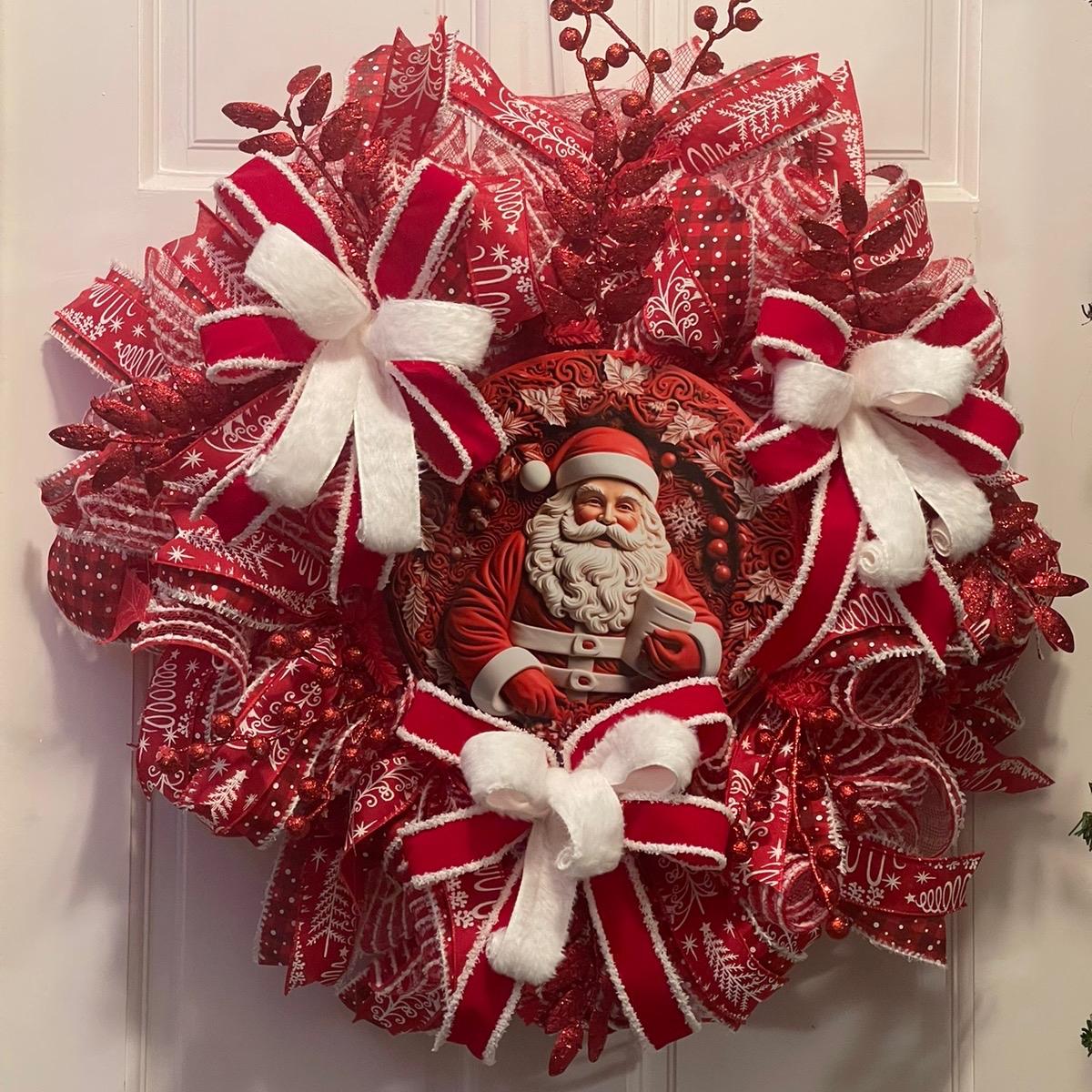 Red Santa Wreath