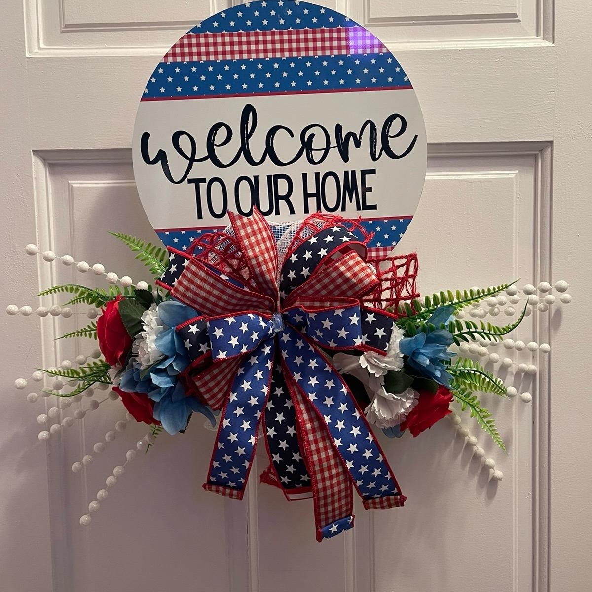 Patriotic Door Hanger, Fourth of July Door Hanger