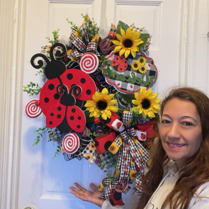 Lady Bug Wreath for front Door