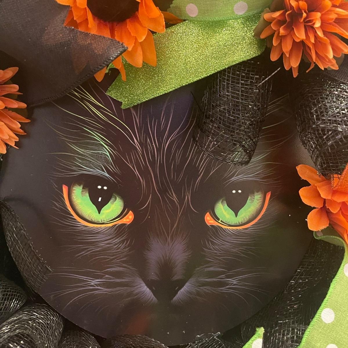 Halloween Black Cat Wreath