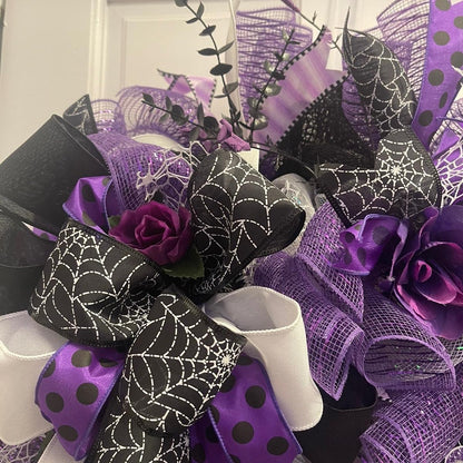 Purple Spider Halloween Wreath