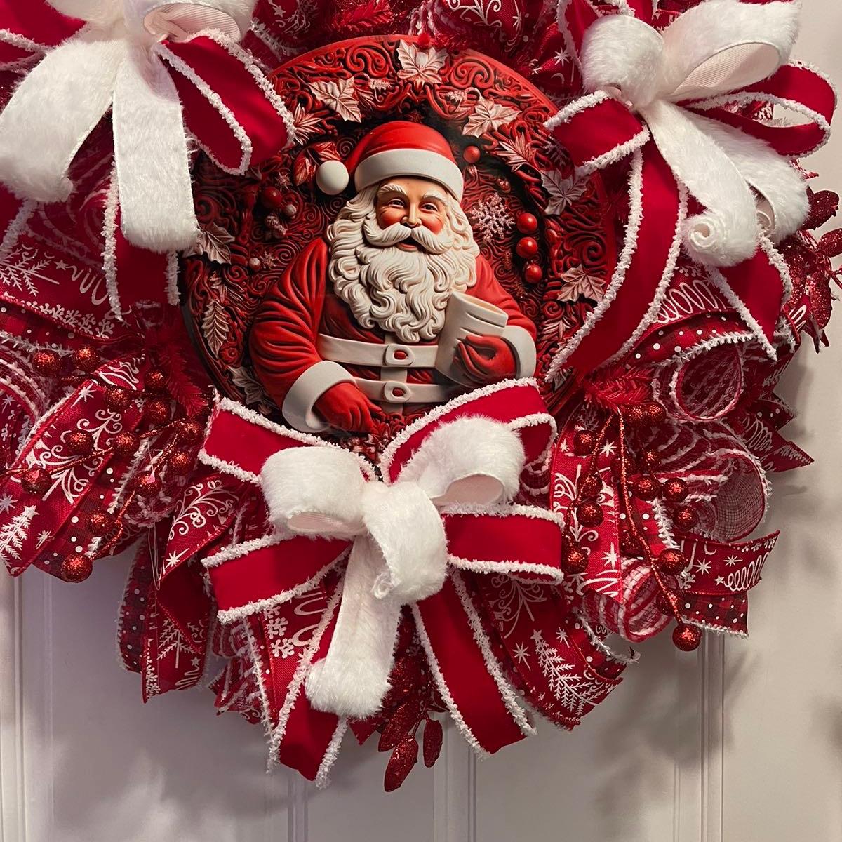 Red Santa Wreath